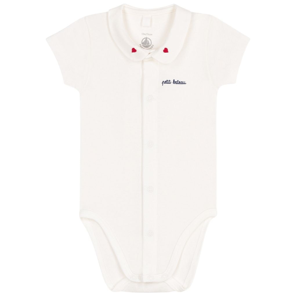 Short-Sleeved Baby Body With Collar Marshmallow