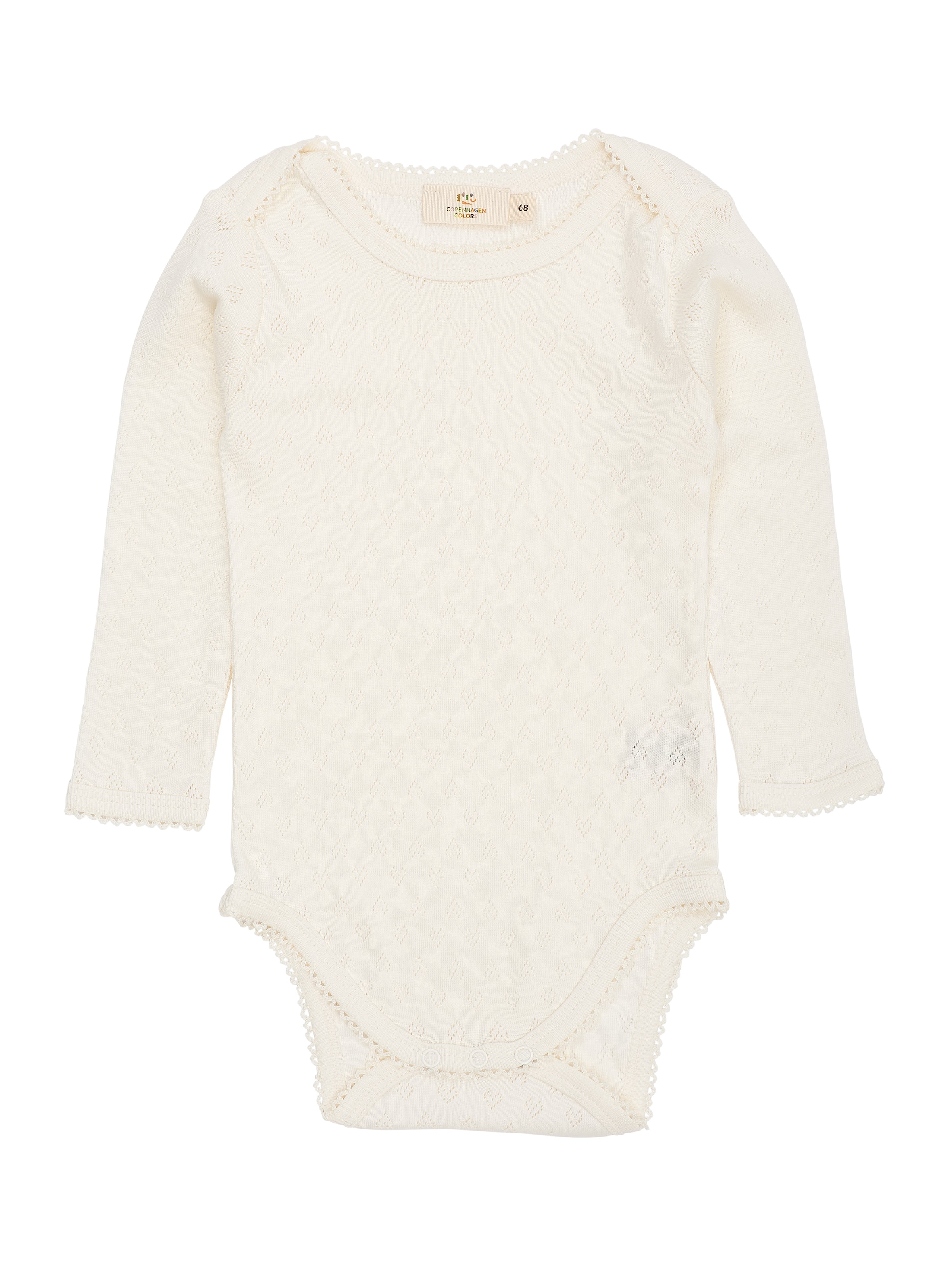 GOTS Pointelle Heart Lapneck Lange Ærmer Body Cream