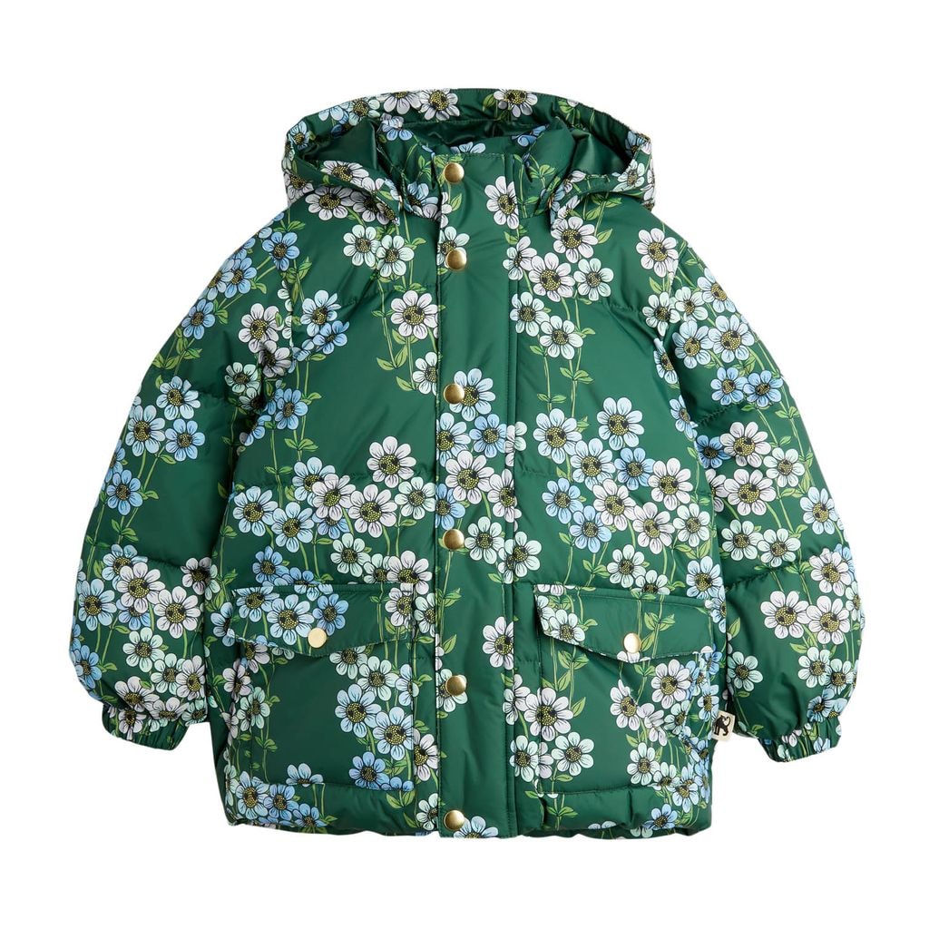 Daisy Printed Puffer Jacket Green