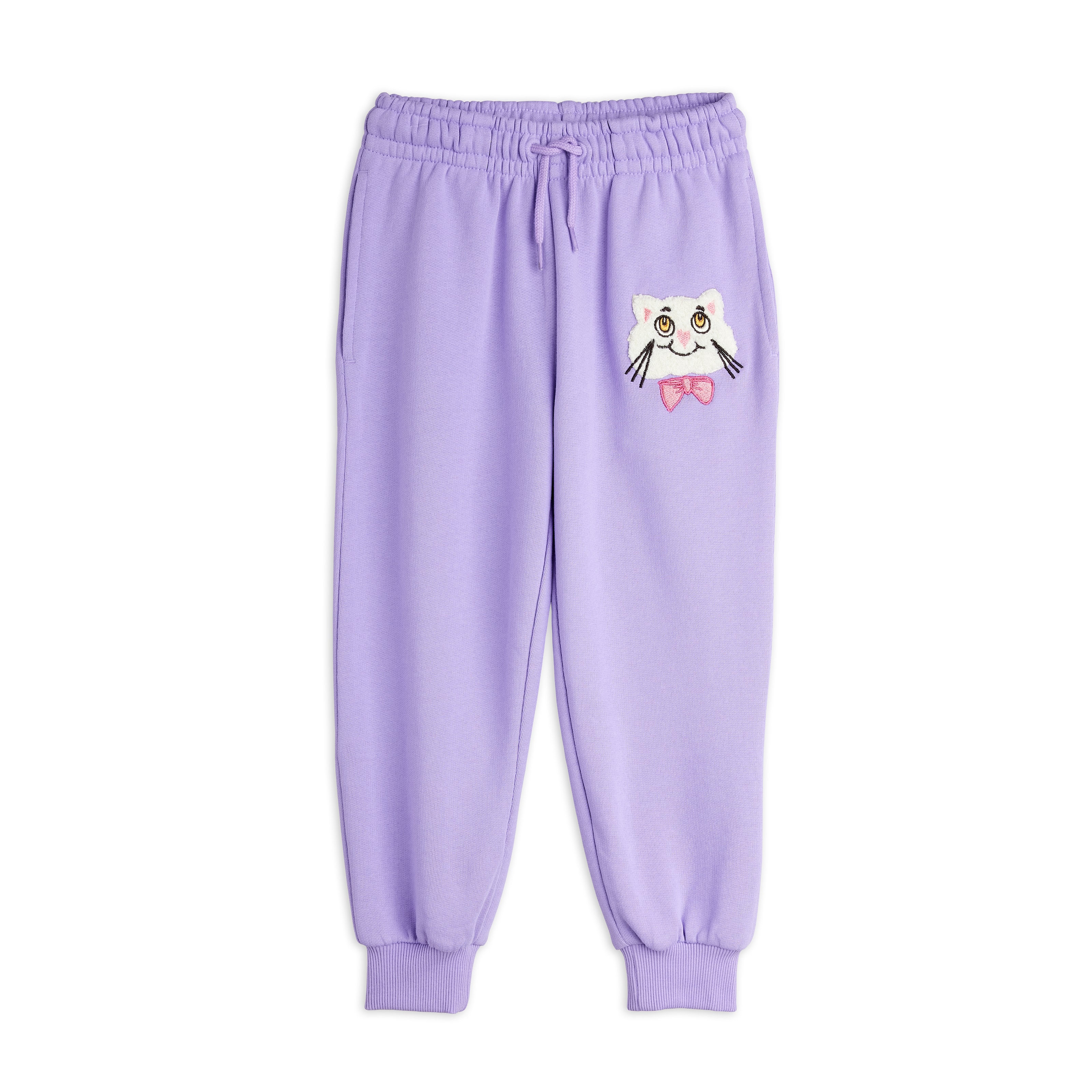 Cat With Bowtie Chenille Sweatpants Purple