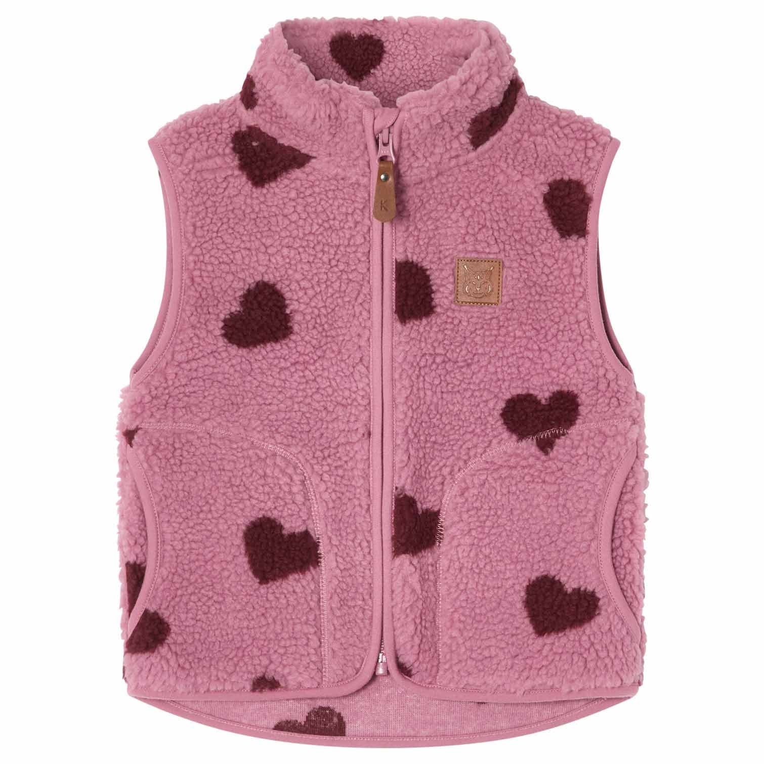 Austin Pile Fleece Vest Hearts