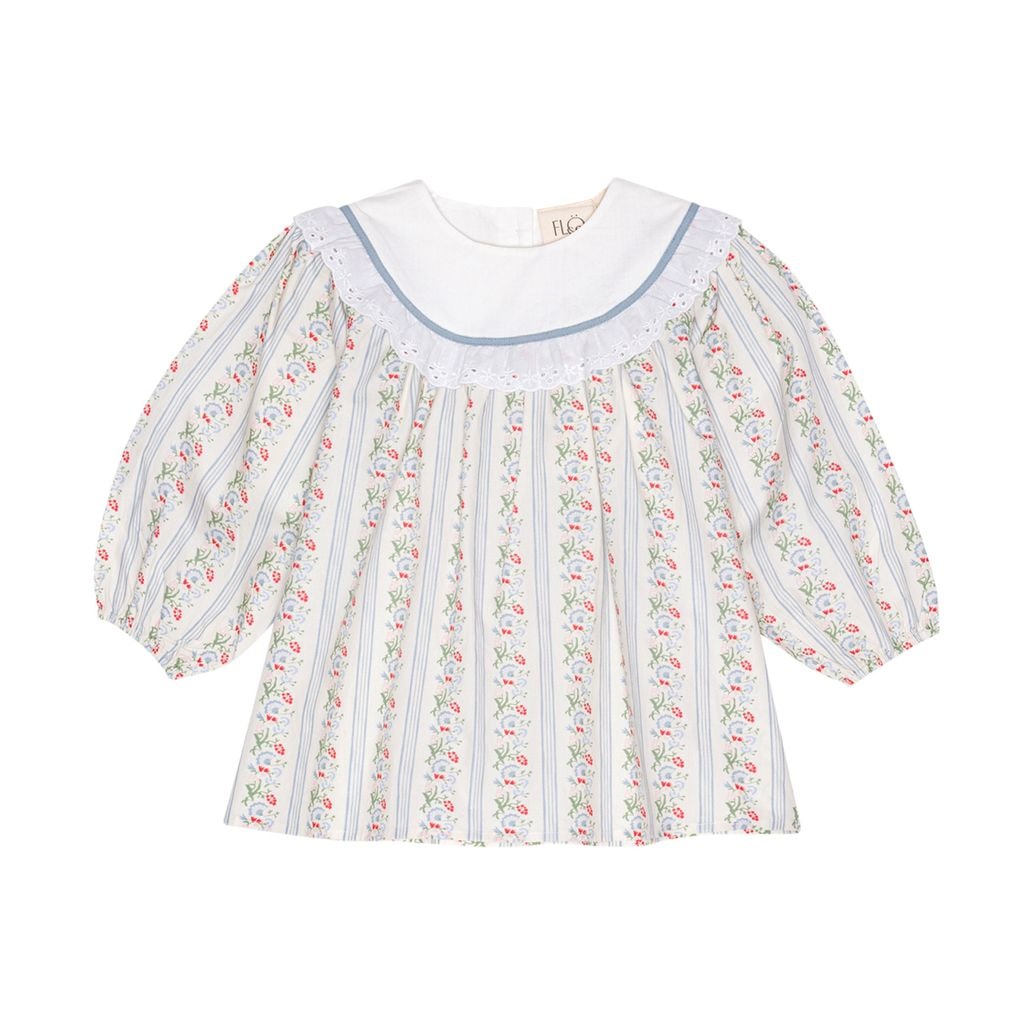 Abigail Kleid Soft White/Bright Blue