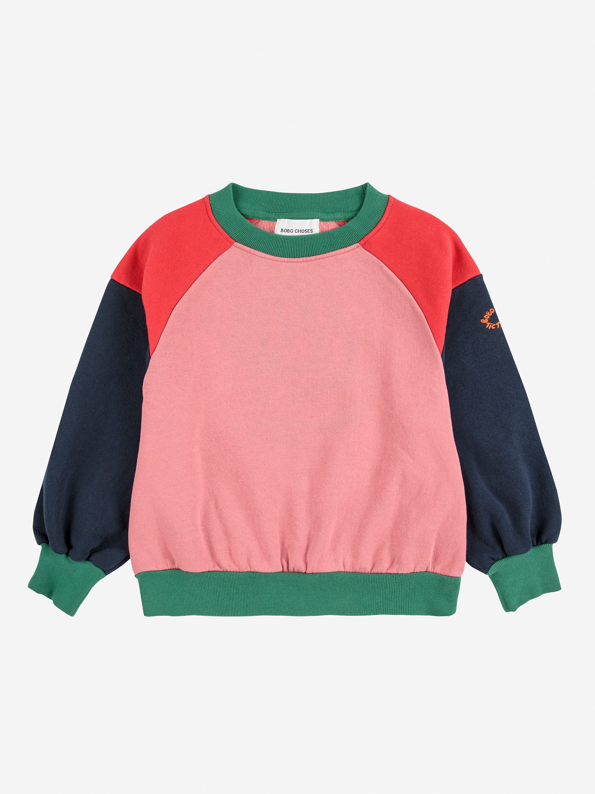 Tic Tac Toe Color Block Ranglan Sleeve Sweatshirt Multicolor