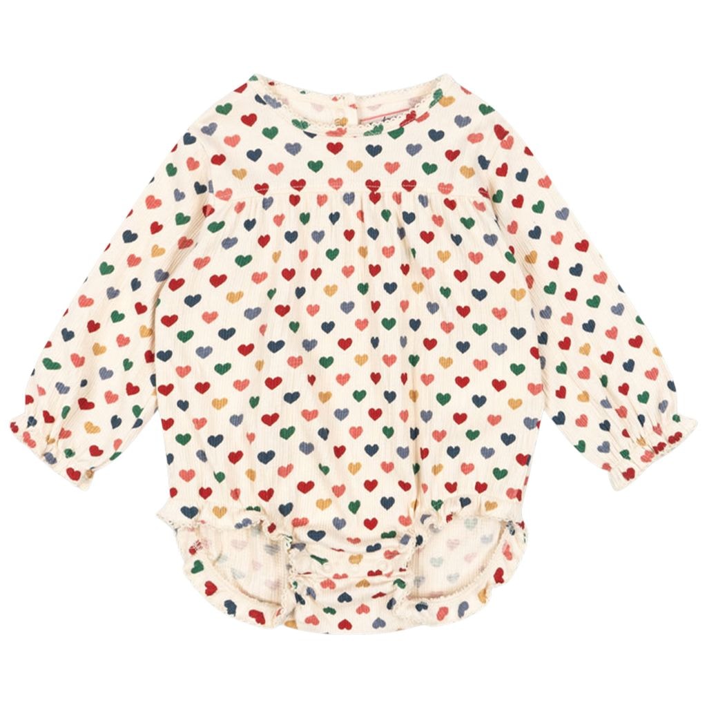 Chleo Long-Sleeved Romper Coeur Coloré