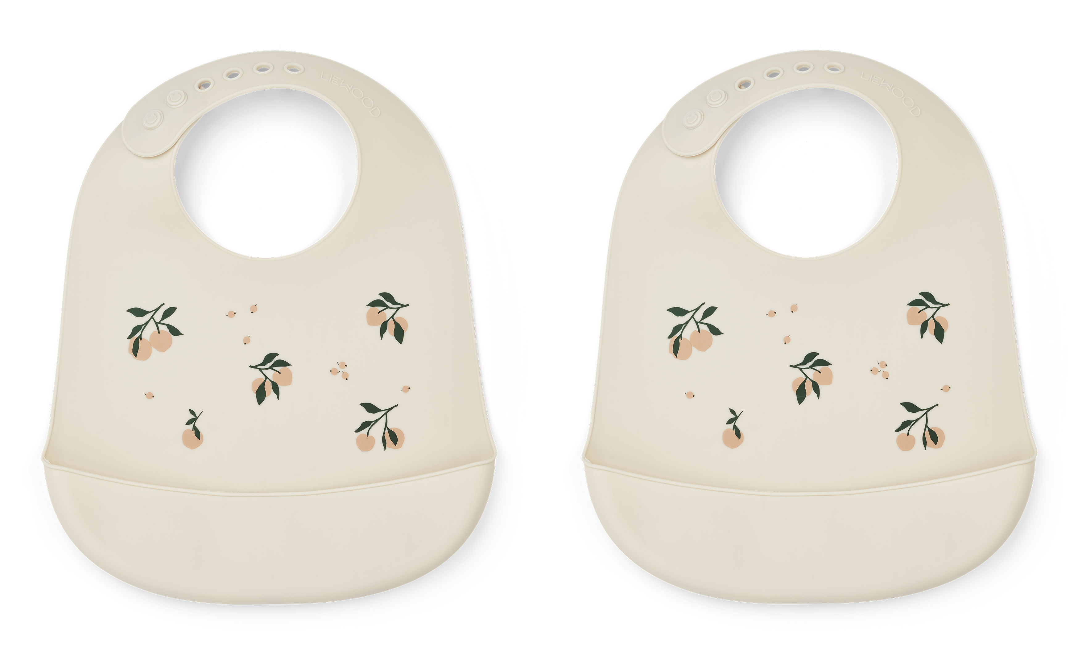 Tilda Bib I Silikon Med Mönster 2-pack Peach / Sea Shell Mix