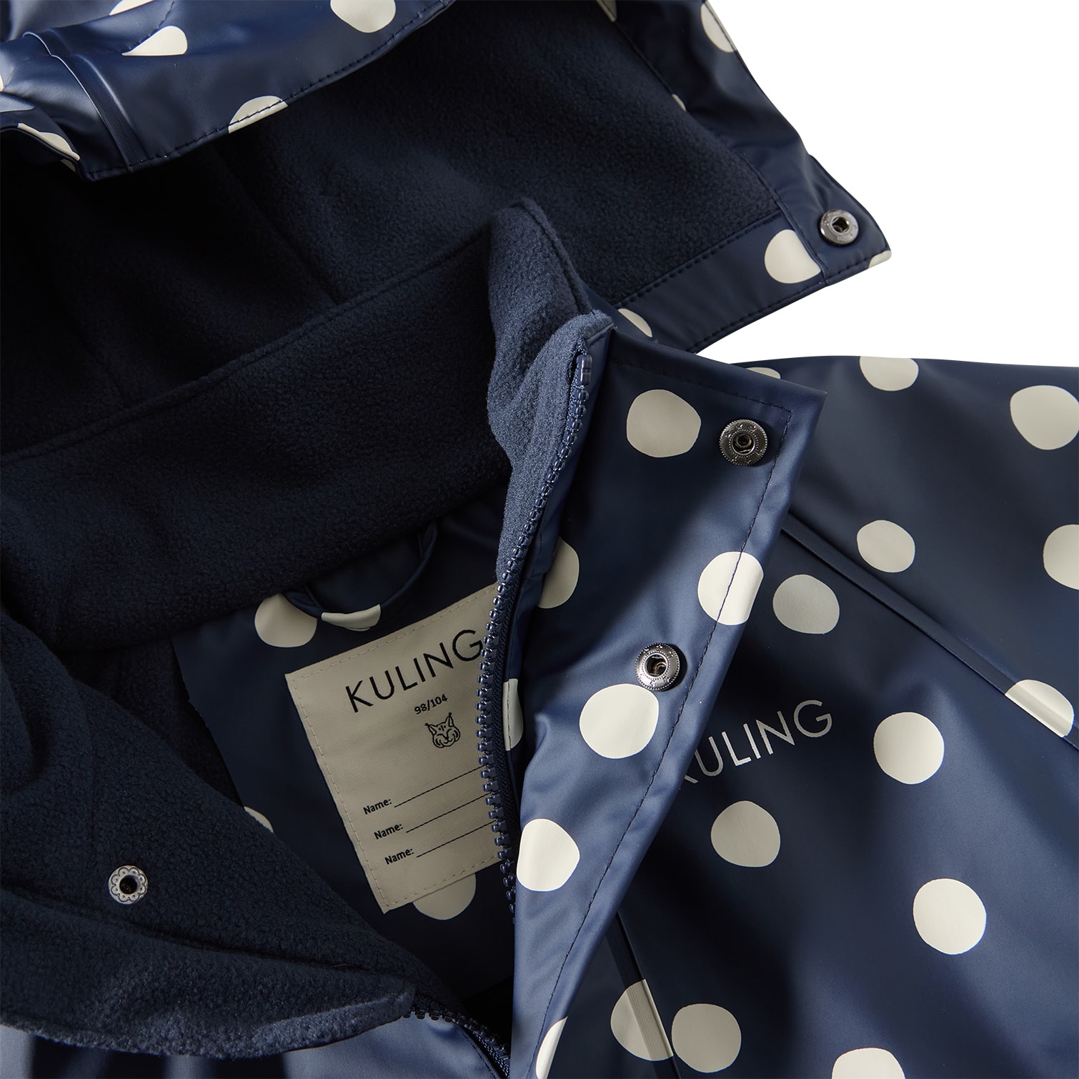 Ottawa Fodrat Regnställ Navy Polka Dots
