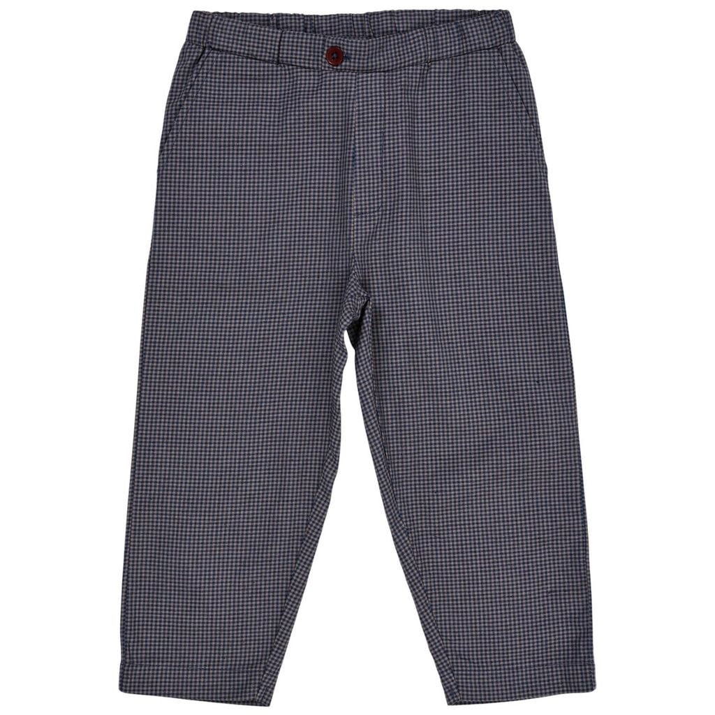 Check Pant w. Fake Fly  Navy Check Combi