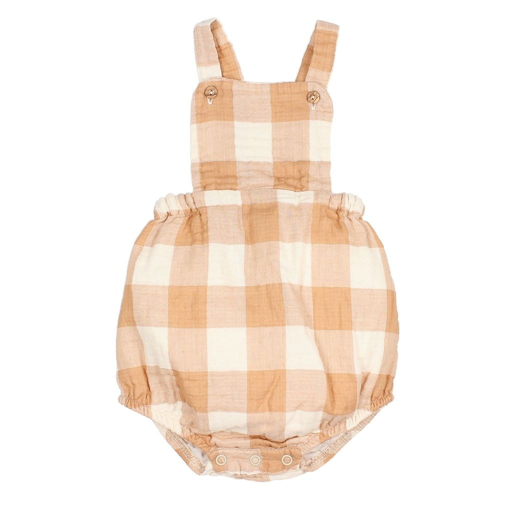 Gingham Romper Caramel