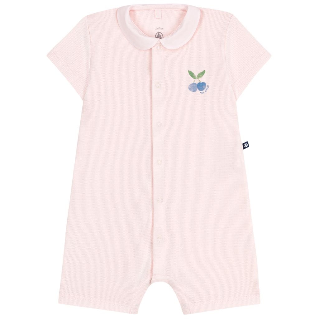 Cotton Playsuit With Peter Pan Collar Fleur Pink