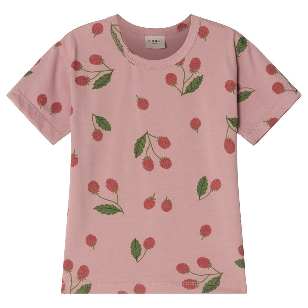 GOTS Santorini Mönstrad T-shirt Med Hallon Woody Rose