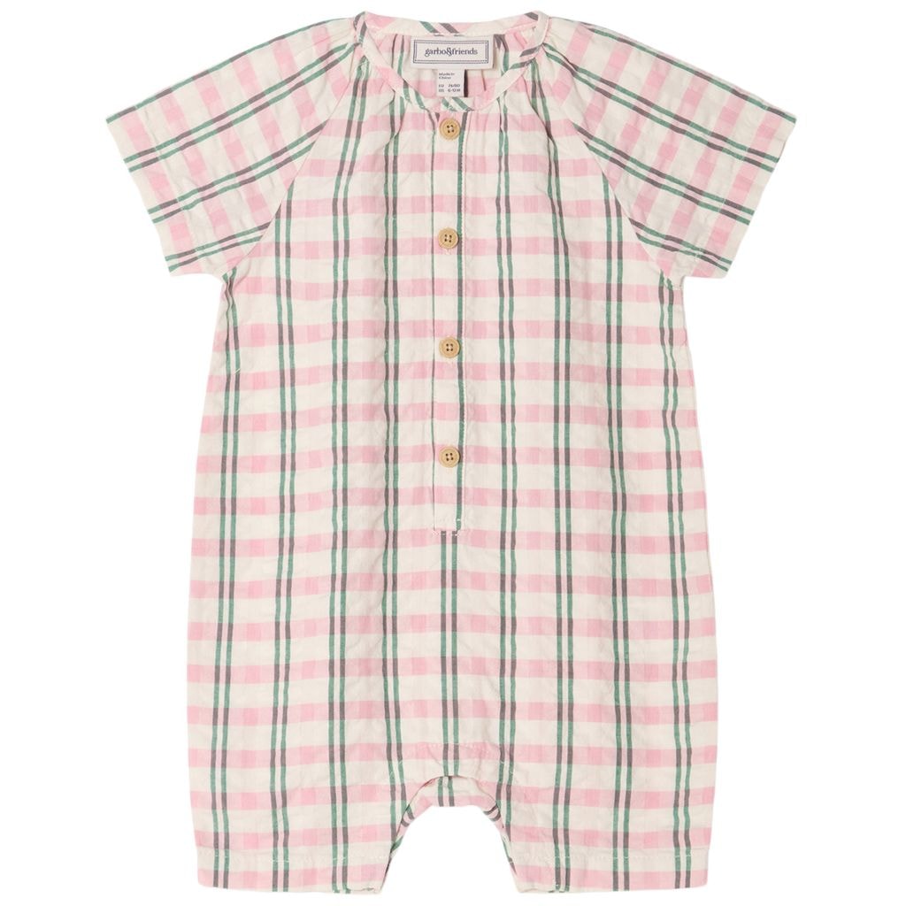 Seersucker Onesie Check Carnation