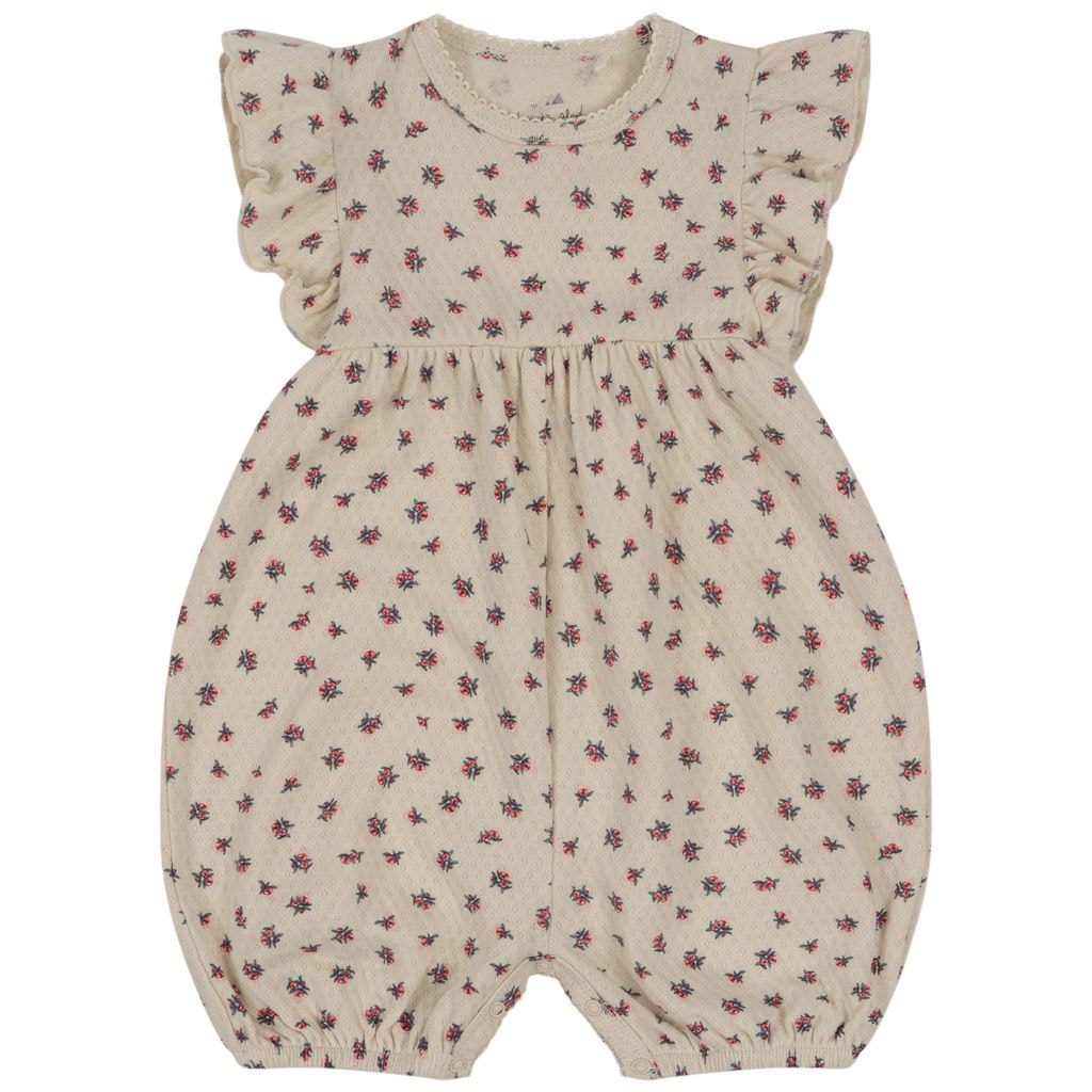GOTS Sui Blomstret Romper Peonia Rose