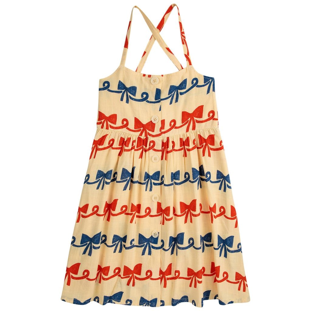 Ribbon Bow Printed Dress Yellow
