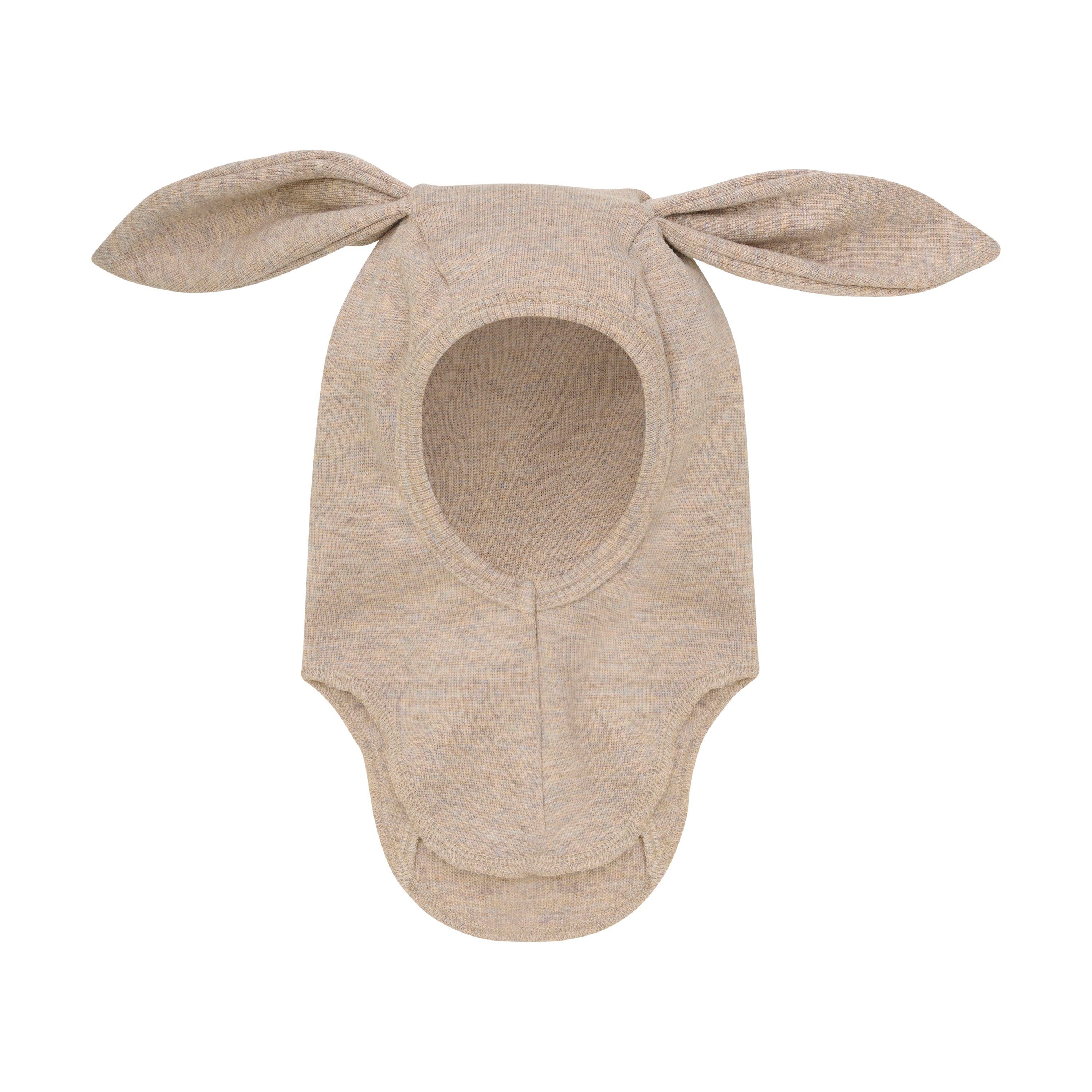 Ribbad Ullbalaklava Med Öron Camel Melange