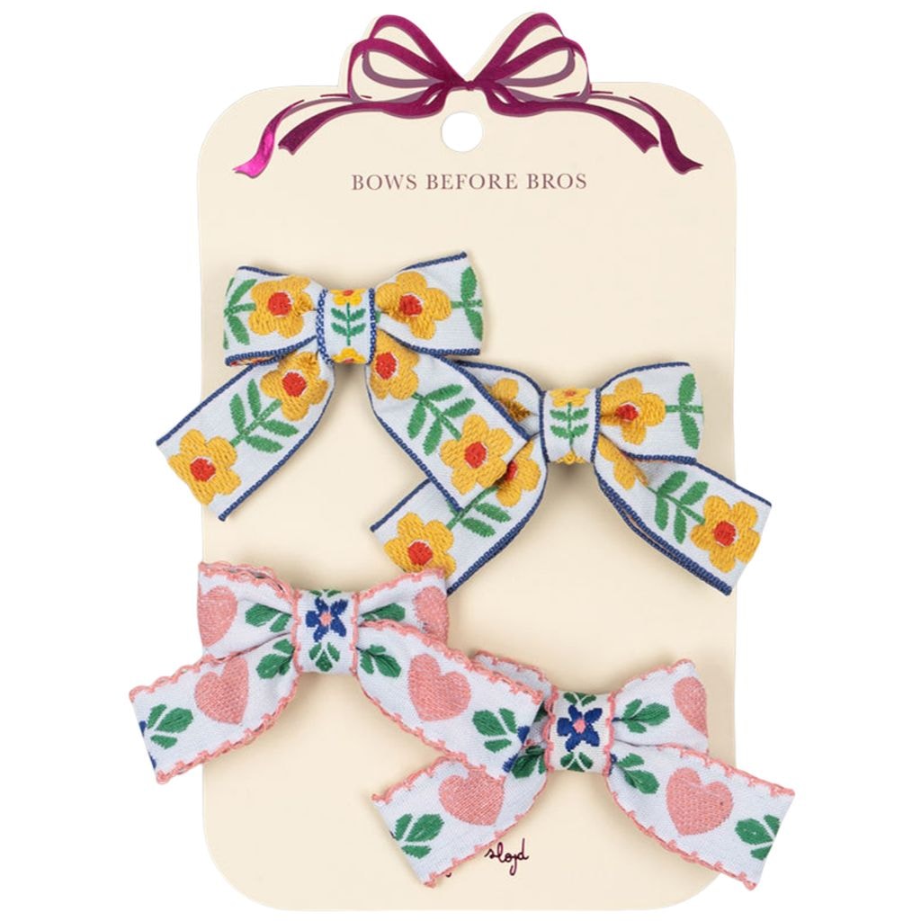 4-Pack Bow 헤어 클립 White Rose