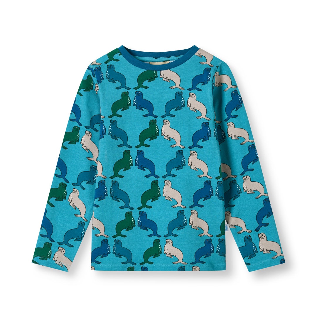 Gala Long-Sleeved Top With Sea Lions Aqua Teal
