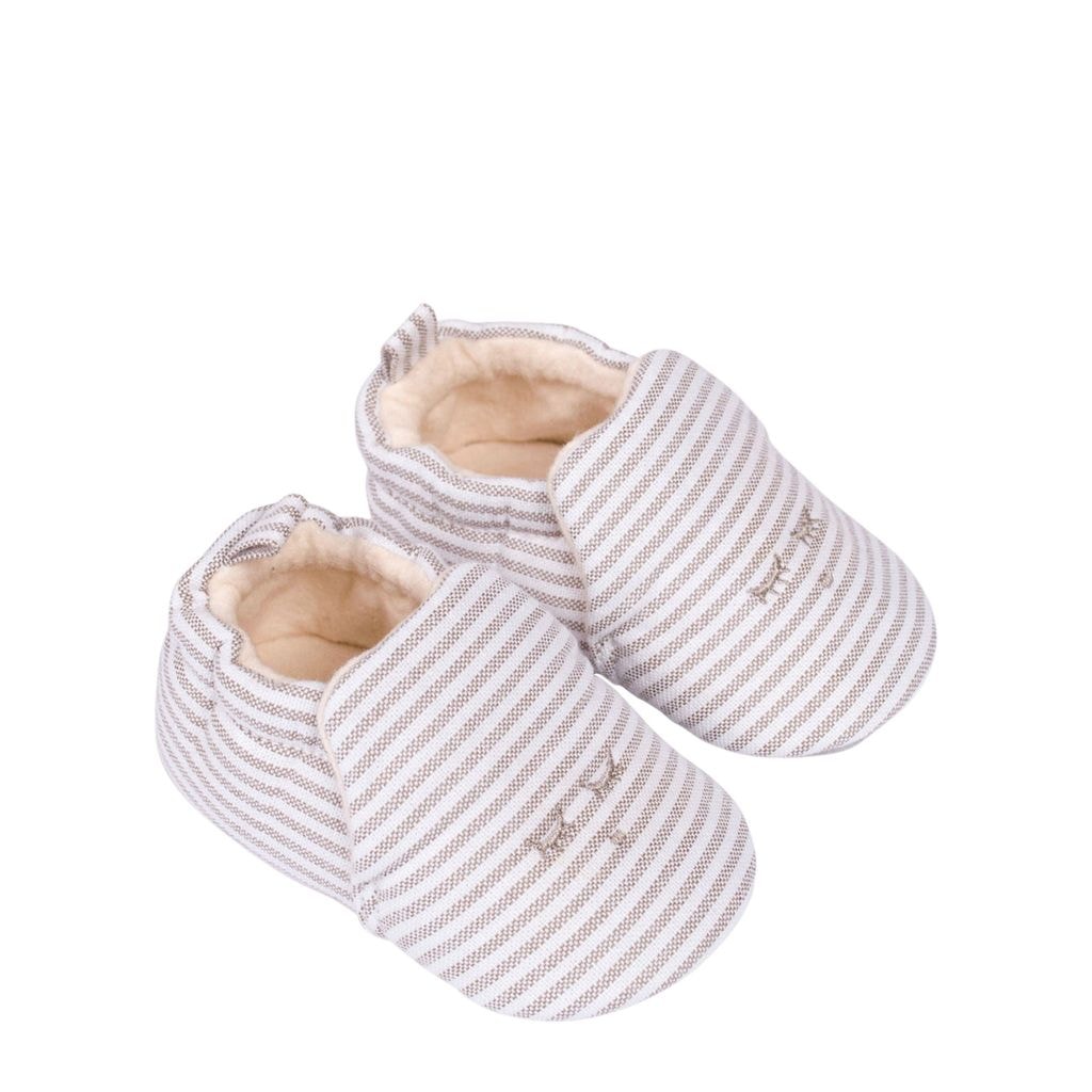 Striped Crib Shoes Beige