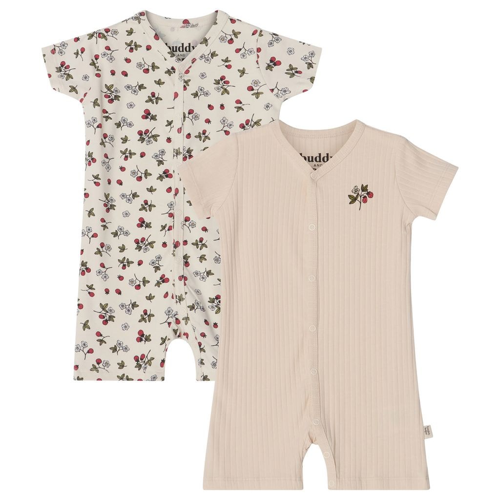 Sixten GOTS 2-pack Mönstrade Rompers Wild Strawberry