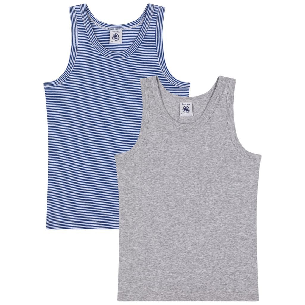 Stripy 2-Pack Cotton Tank Top Newbleu Marshmallow