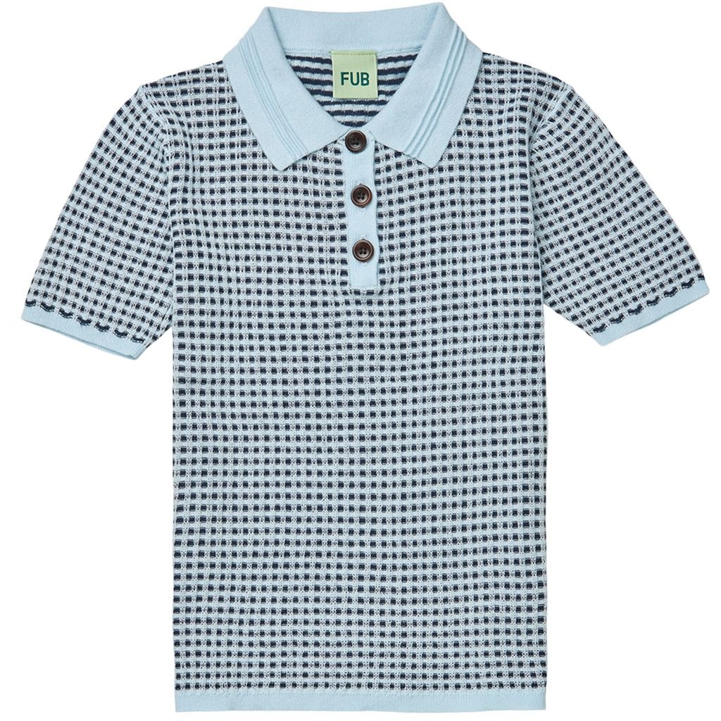 Knitted Polo Shirt Light Blue/dark Navy