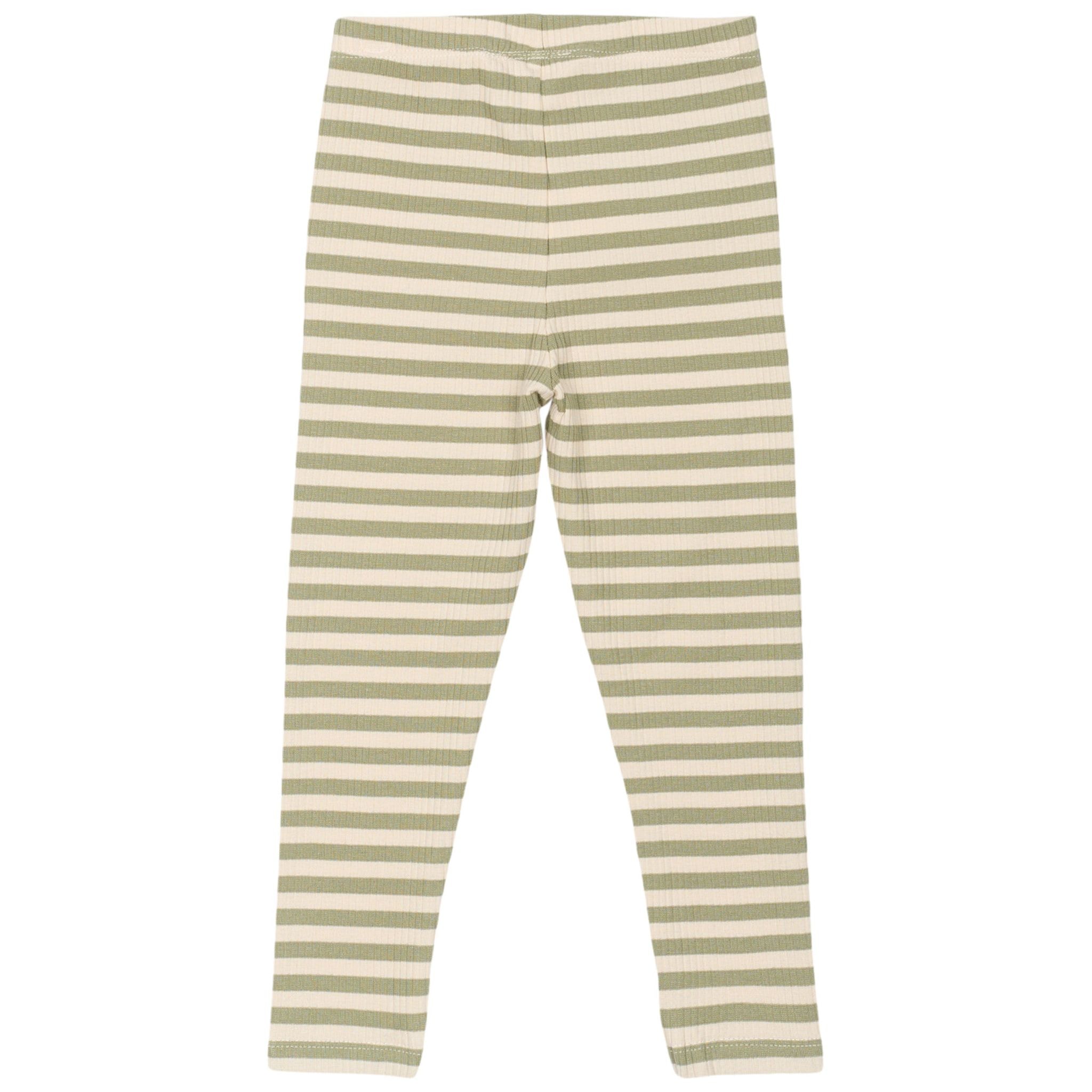 GOTS Uni Ribbade Leggings Tea Striped