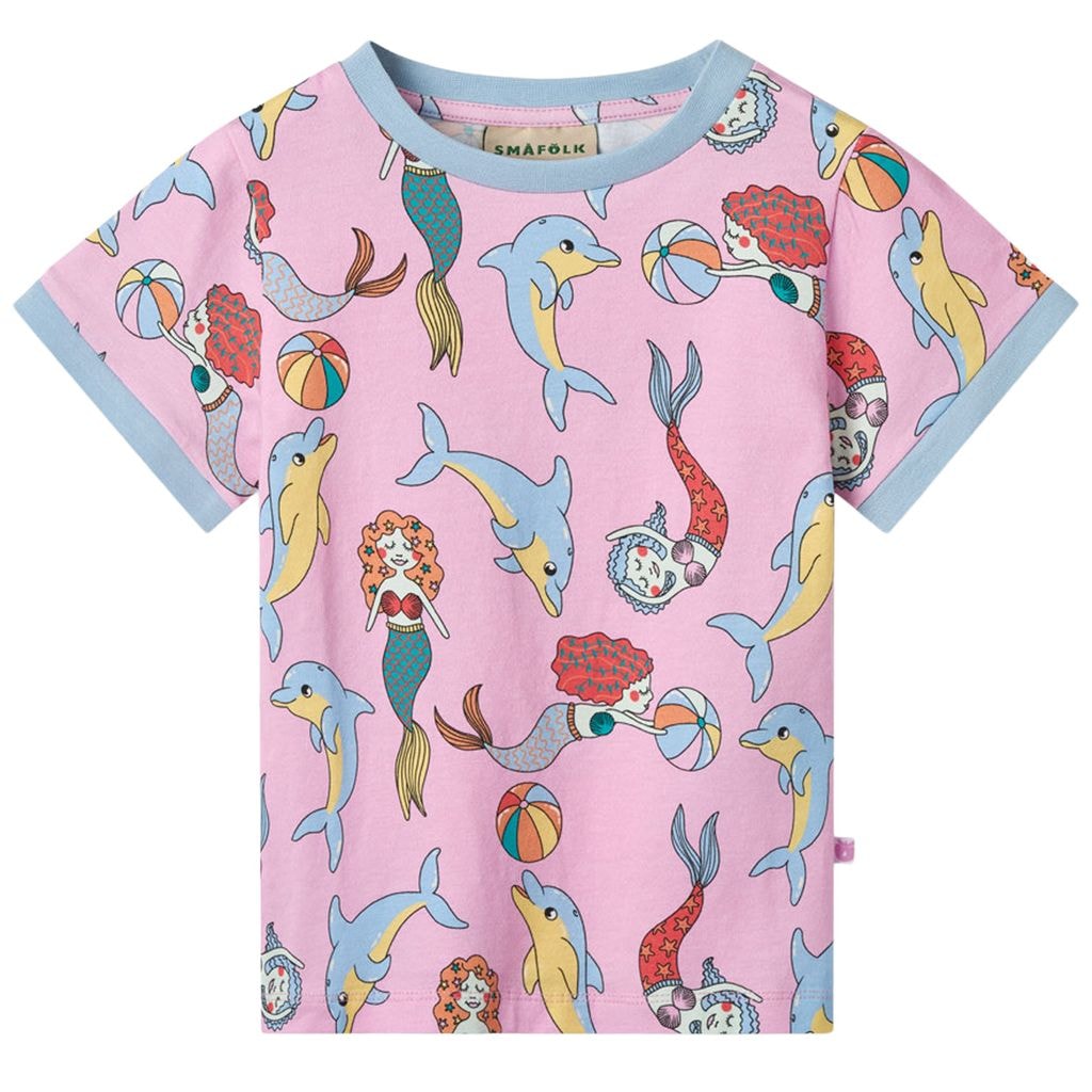 Mermaids And Dolphins T-paita Pink Lavender