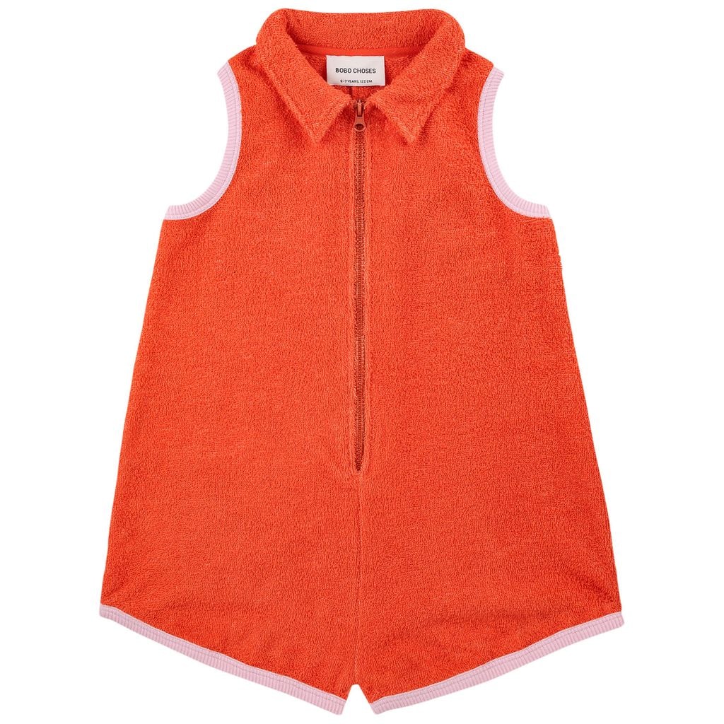 Ribbon Gift Terry Towel Playsuit Red