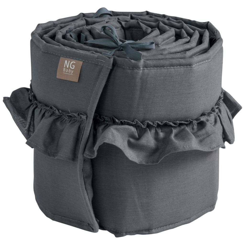 Støtfanger vugge lin med rysjekant Graphite Grey