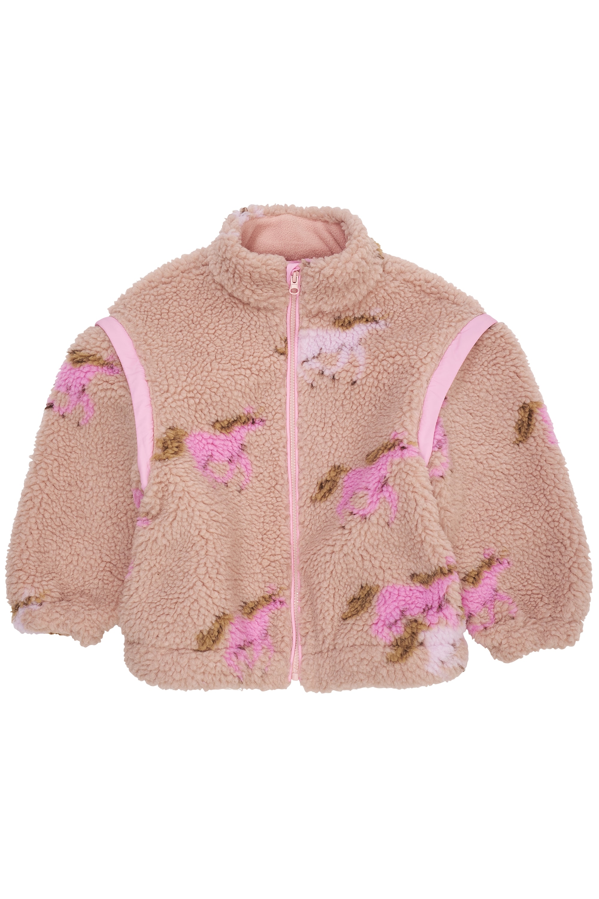 Printed Teddy Jacket With Removable Sleeves Rose Unicorn