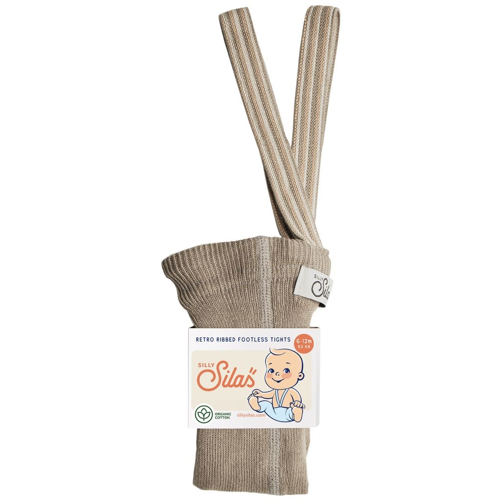 Footless Strømpebukser Oyster Grey Striped