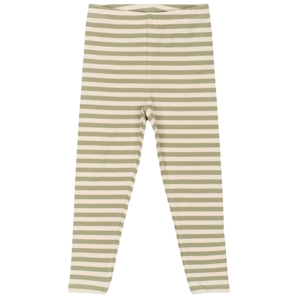 GOTS Uni Ribbade Leggings Tea Striped