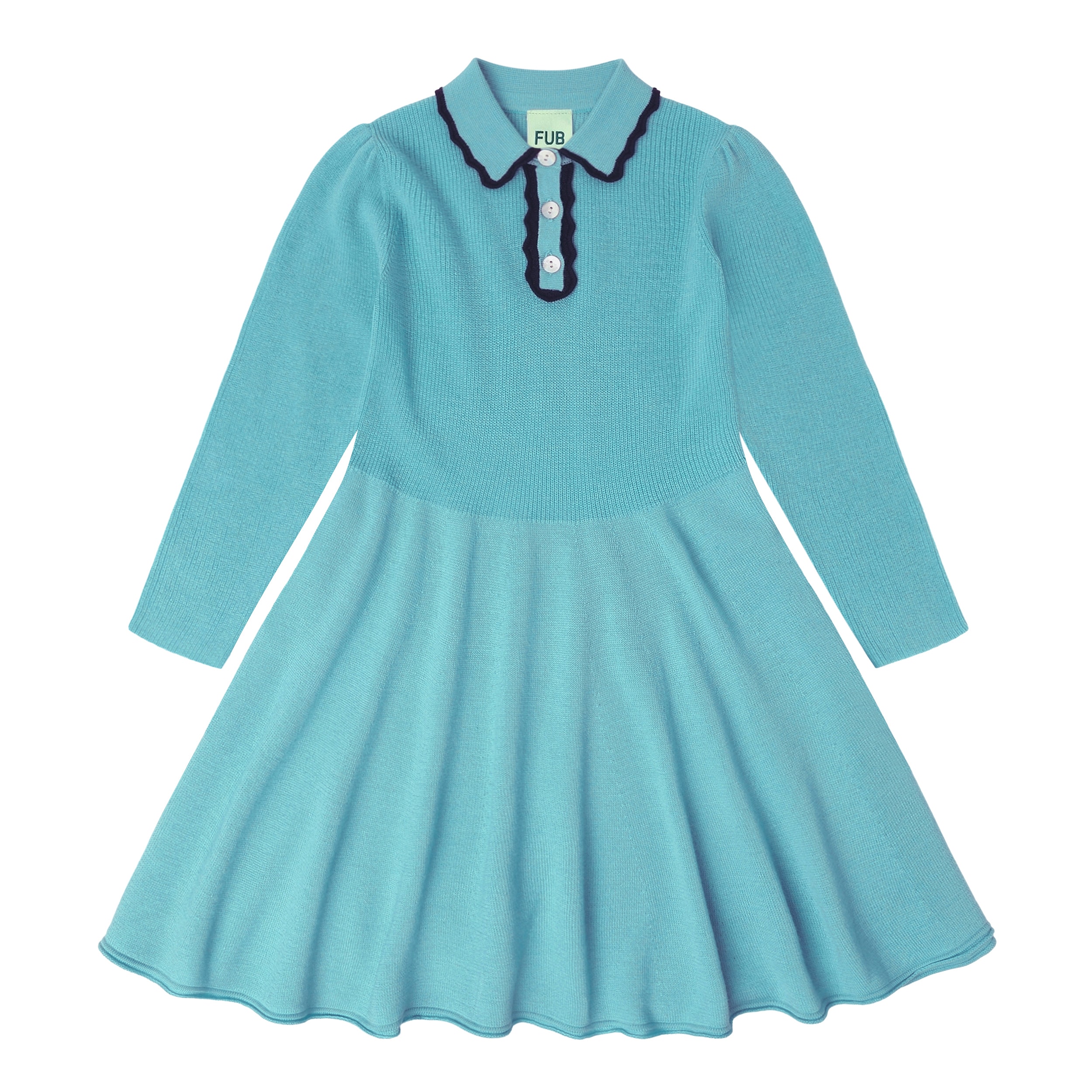 Wool Peplum Dress Aqua