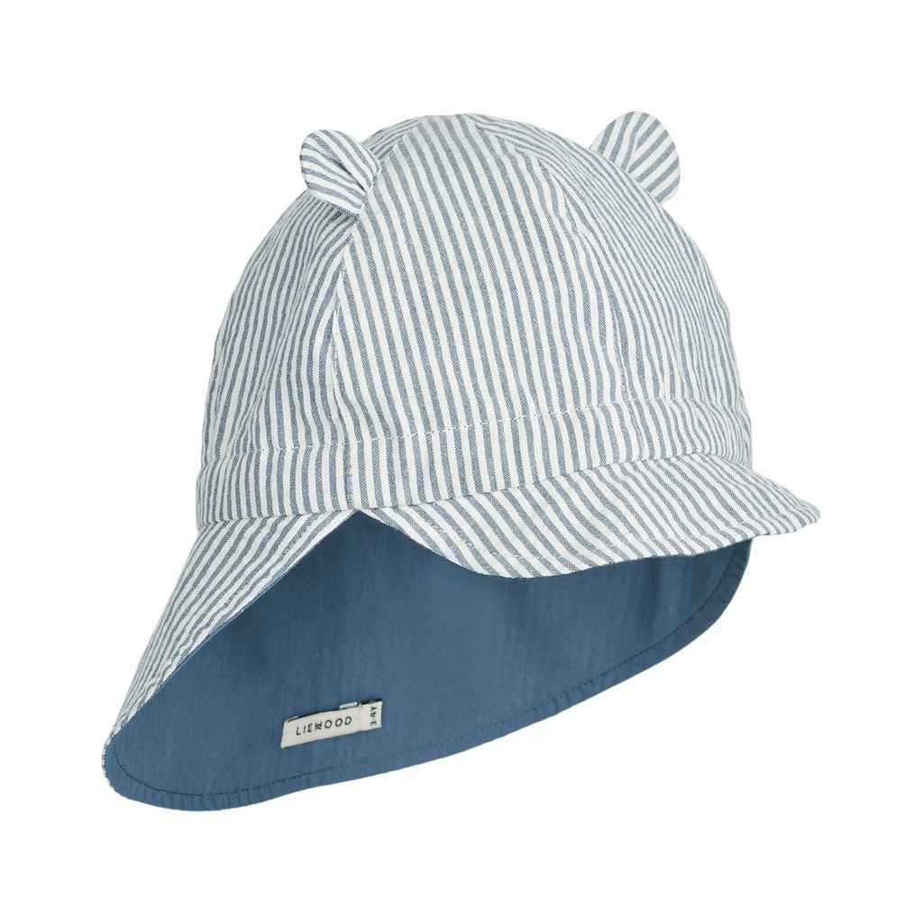GOTS Gorm Aurinkohattu Stripe Blue Wave Creme De La Creme