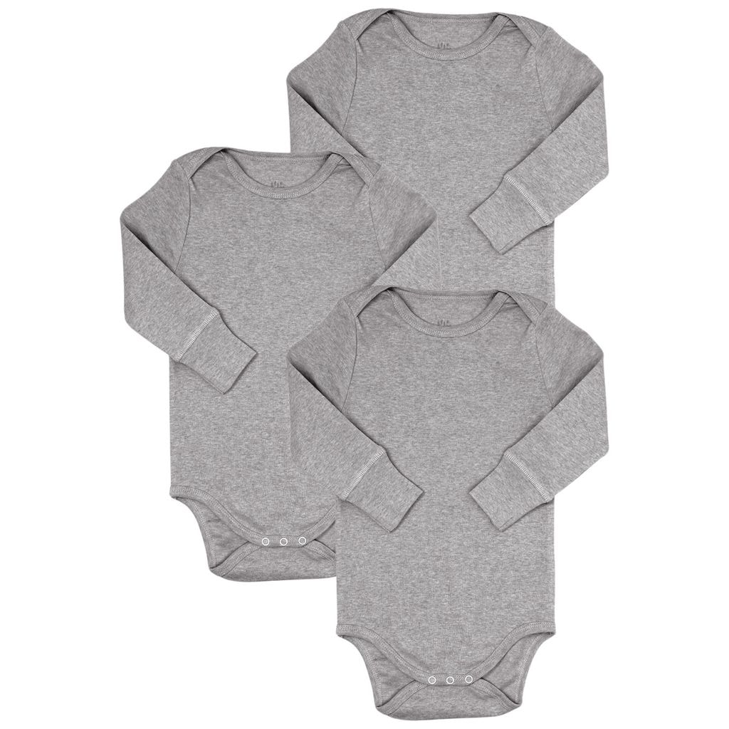 3-pak Babybodyer Gråmeleret