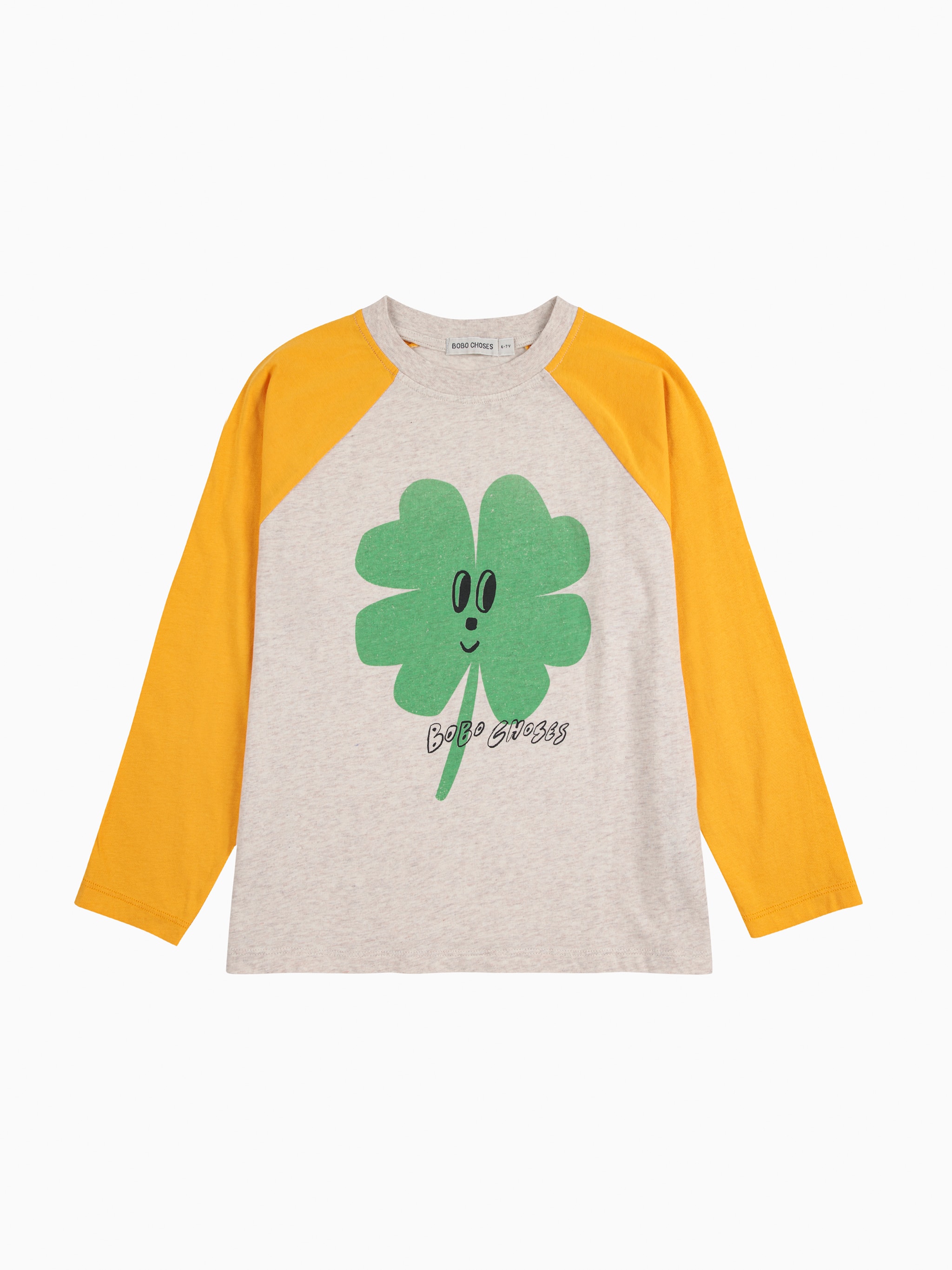 Lucky Clover Ranglan Sleeves T-Shirt Yellow
