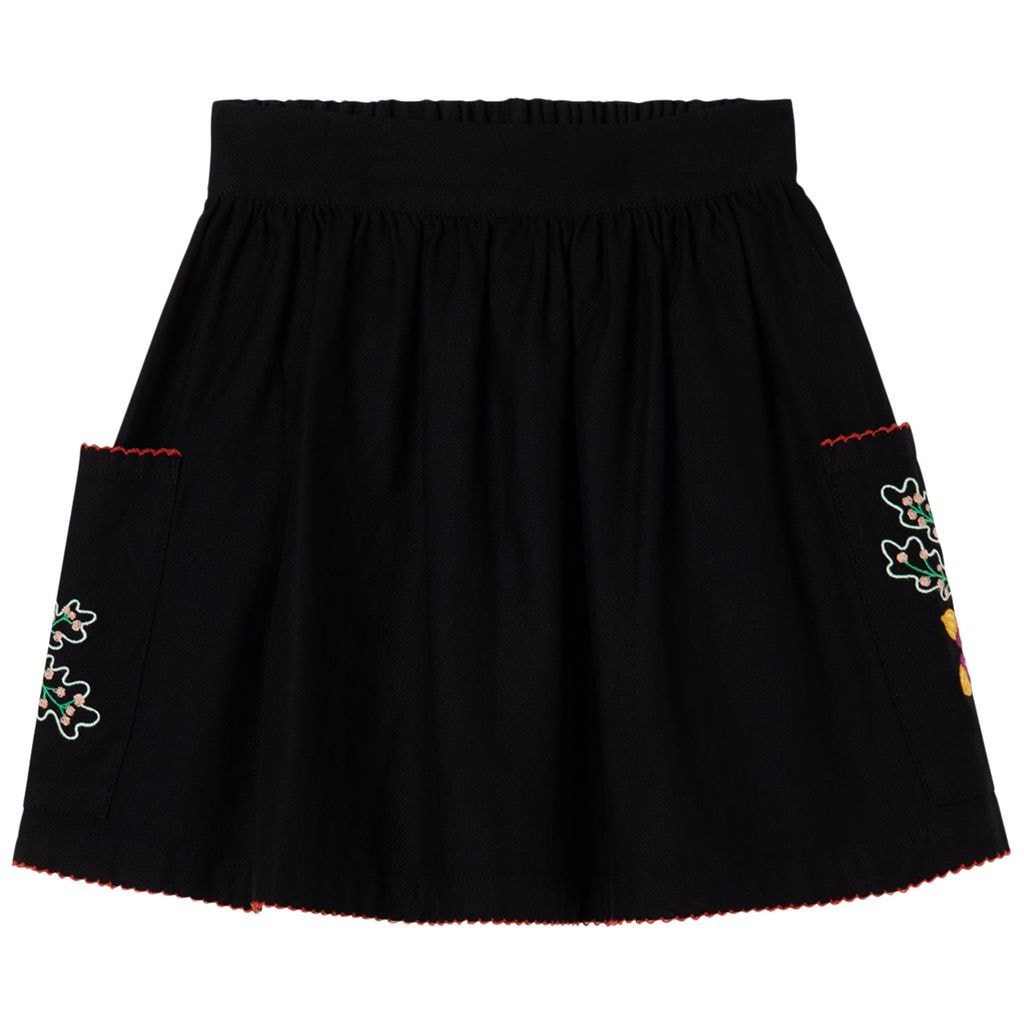 Embroidered Skirt Charcoal Gray