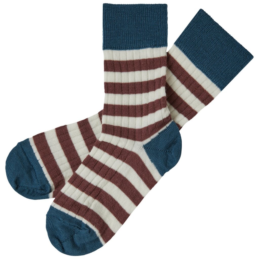 2-Pack Classic Ribbed Striped Socks Pond Blue/Clay