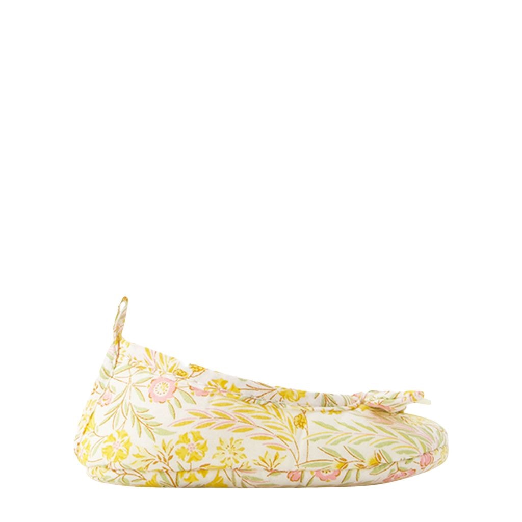 Floral Crib Shoes Cream