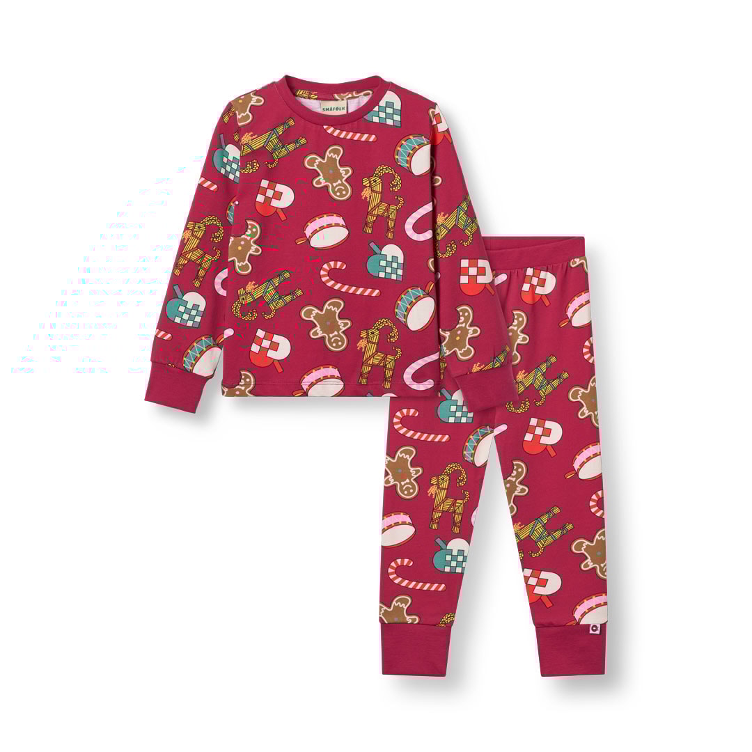 Jubilee Nightwear Set With Christmas Decorations Amaranth