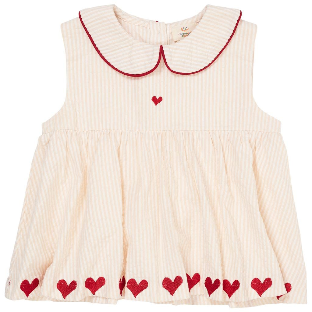 Hearts Bäckebölja Kortärmad Blus Dusty Rose Cream Berry Stripe