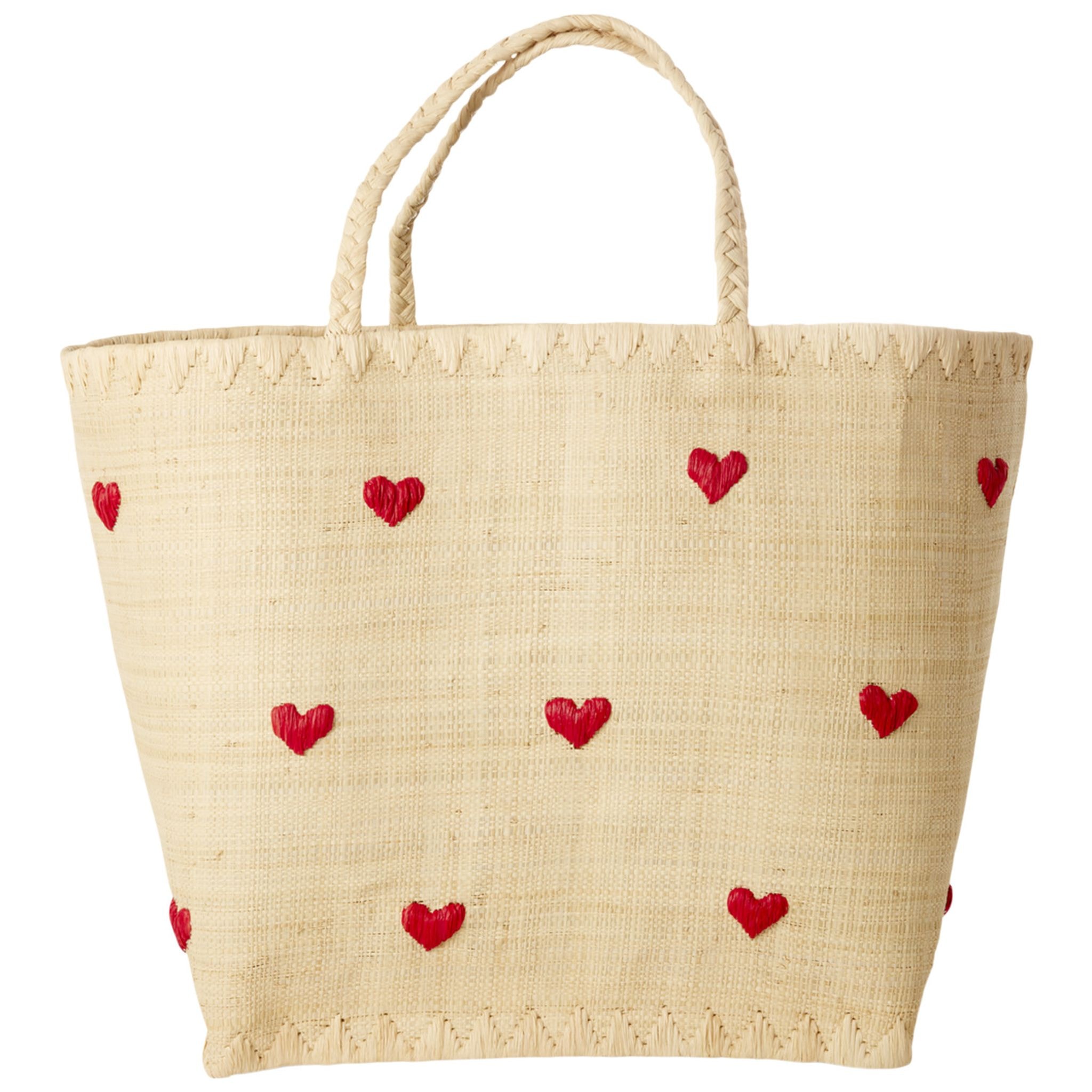 Large Raffia-taske Darling Hearts