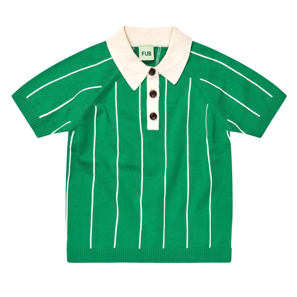 Stickad Pikétröja Basil/ecru