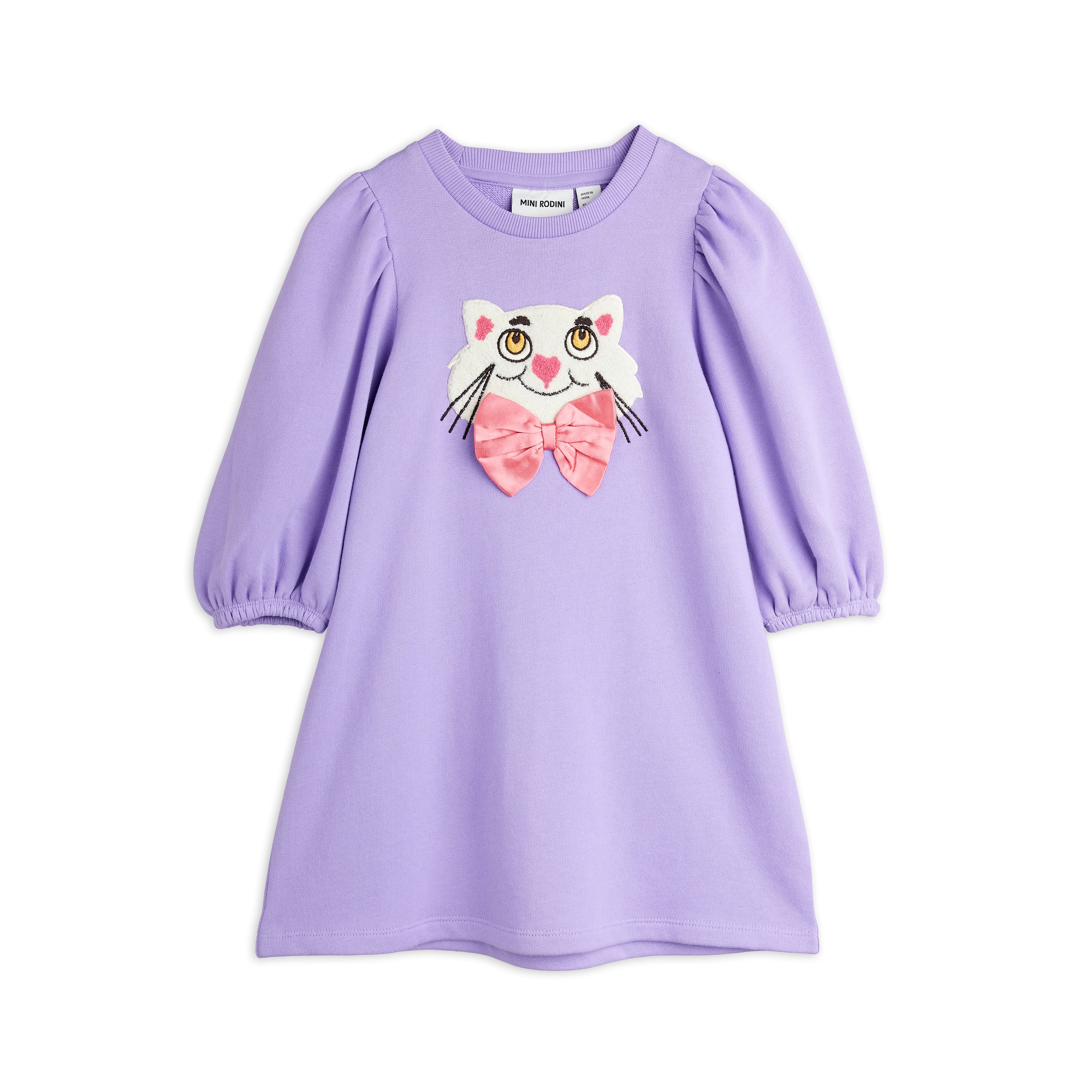 Cat With Bowtie Chenille Sweatdress Purple