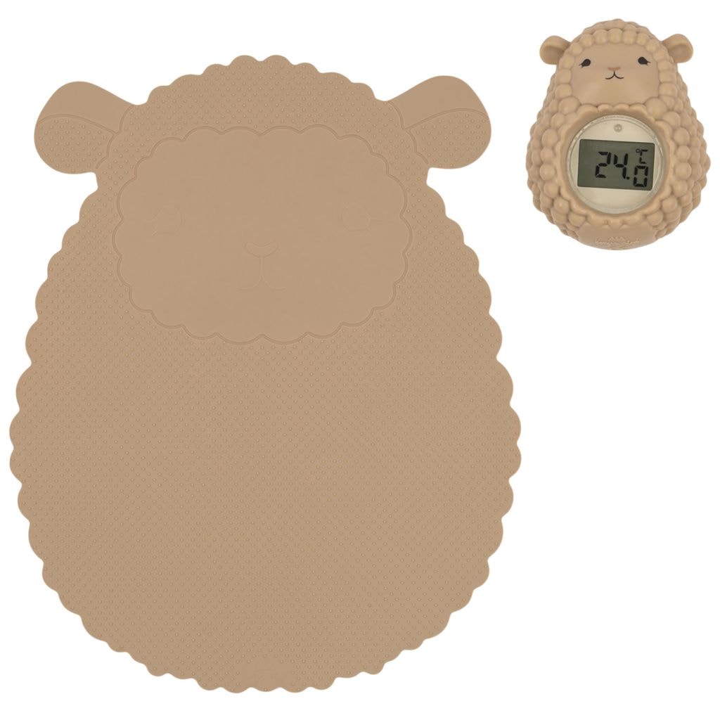 Set With Bath Mat And Thermometer Warm Clay