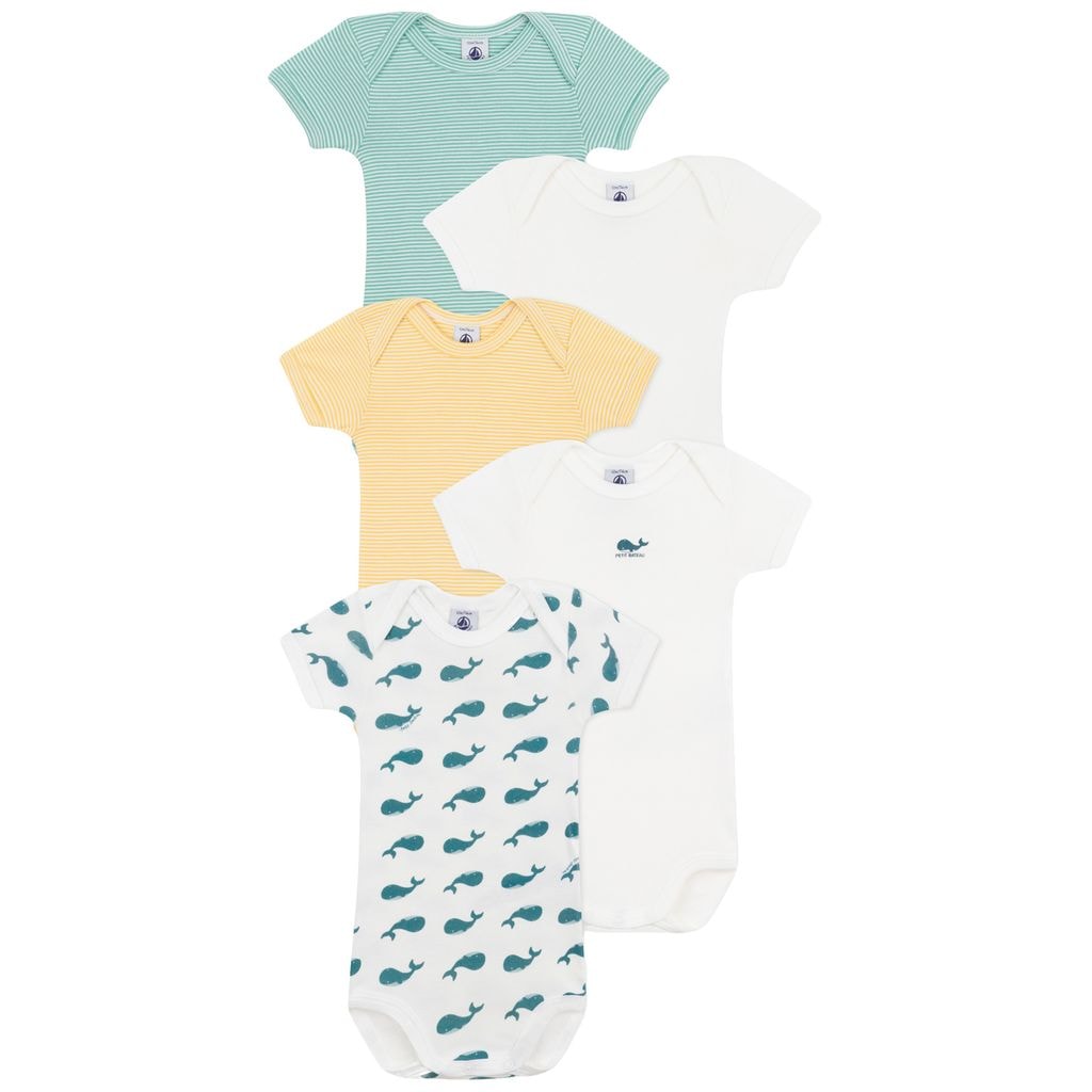5-Pack Baby Bodysuits Vert Blanc Jaune