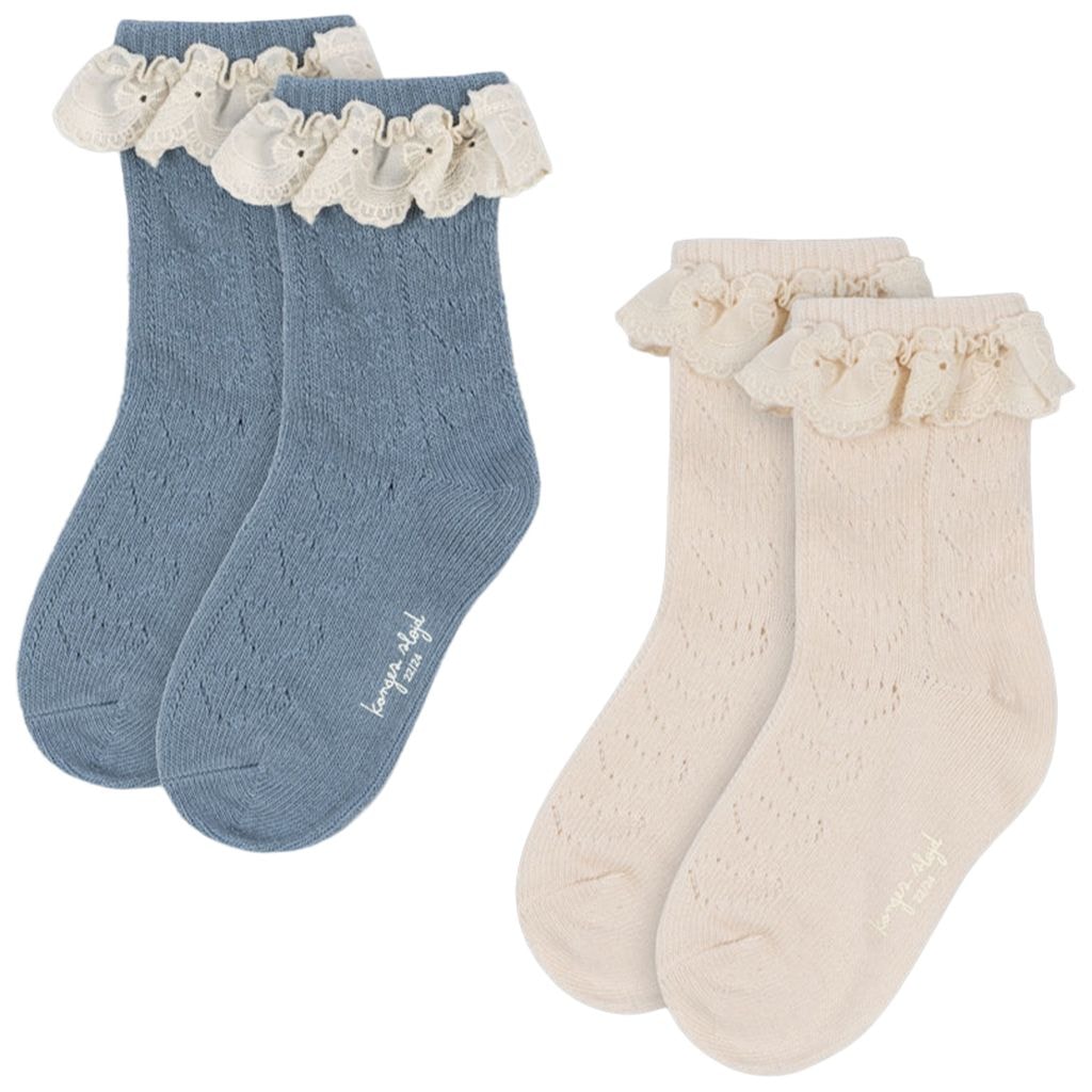 2-Pack Pointelle Socks Blue Mix