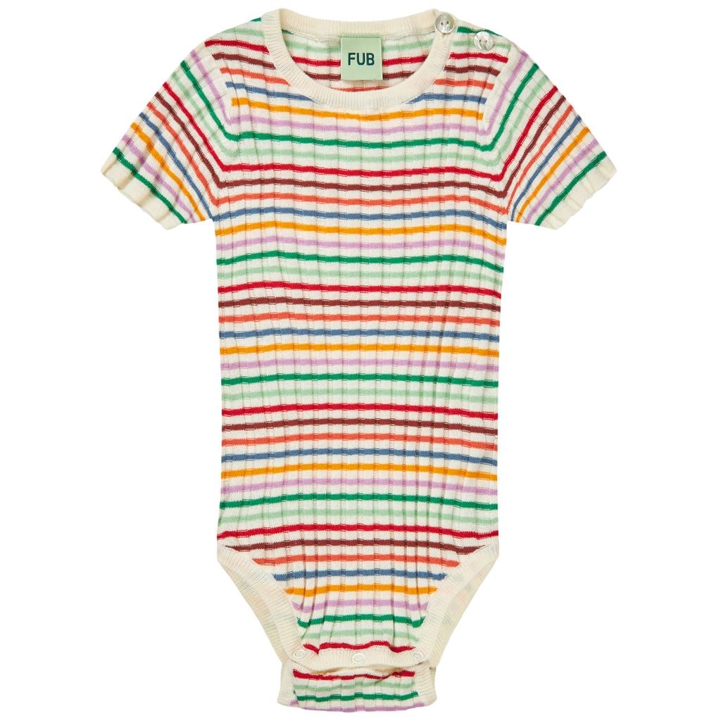 Ribbstickad Baby Body Multi Stripe