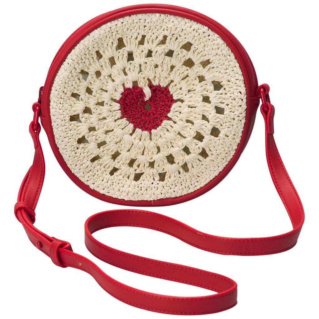 Braided Round Crossbody Bag Beige