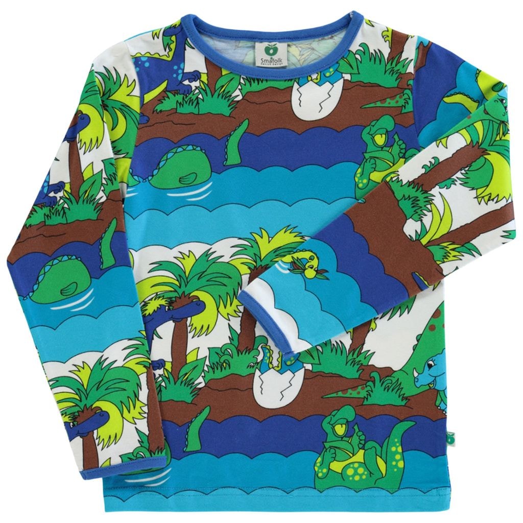 Mönstrad Långärmad T-shirt Med Dinosaurier Blue Atoll