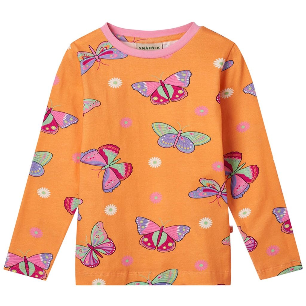Butterflies Long-Sleeved T-Shirt Papaya